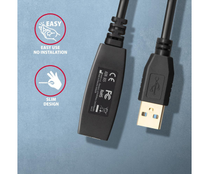 Kabel Axagon ADR-305, USB 3.2 Gen 1 A-M - A-F, repeater kabel, 5m